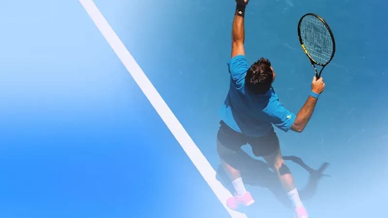 Tennis player serving